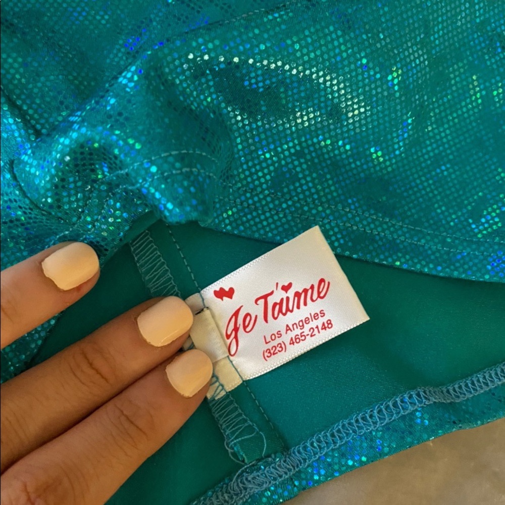 Iridescent Turquoise Raver Booty Shorts - Picture 3 of 3